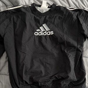 Vintage Adidas Black Crewneck Windshirt with White Logo
